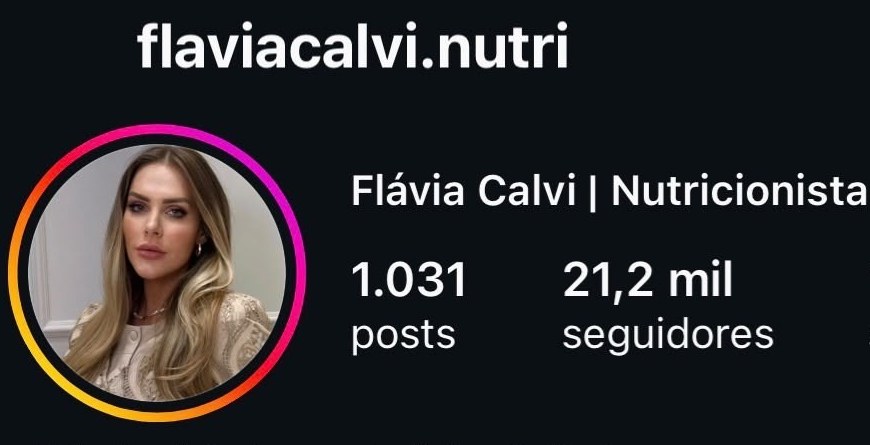 Perfil do Instagram de Flávia Calvi, 21,2 mil seguidores